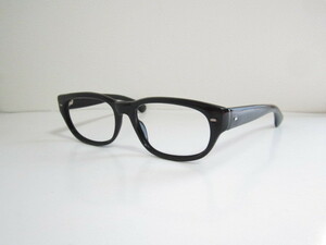 G◆珍品　年代物　昭和　ビンテージ　レトロ　7枚丁番　肉厚　スクエア型　ブラック　眼鏡　中古品