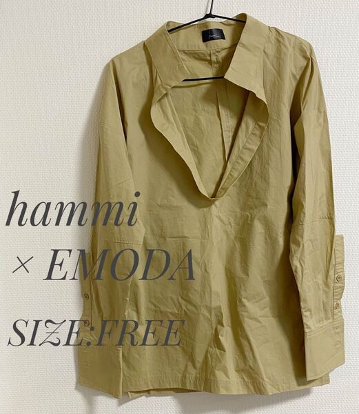 hammi × EMODA コラボ Vネック オーバーシャツ