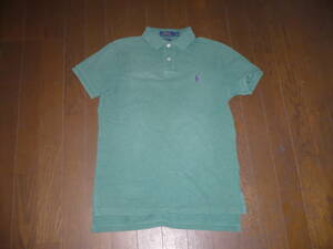ポロラルフローレン　鹿の子　ポロシャツ　グリーン　S　１７０/９２A　COSTOM FIT　美品