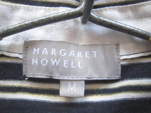 美品日本製!!マーガレットハウエル MARGARET HOWELL*ボーダー柄半袖ポロシャツ M 紺×白×黄 アングローバル_画像4