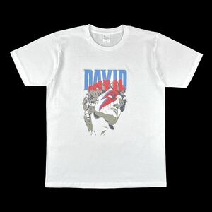 新品 ダビデ像 ミケランジェロ DAVID BOWIE デヴィッド ボウイ アラジンセイン 稲妻 雷 サンダー メイク Tシャツ オーバーサイズ 白 XL(LL)