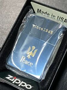 zippo ピース ブルーチタン 限定品 希少モデル 2015年製 Peace since 1946 ケース 保証書付き