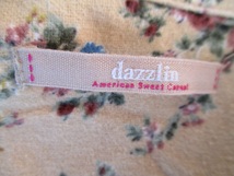 1201【送料無料】dazzlin ダズリン 半袖 ミニワンピース S ベージュ 前開き フロントボタン ウエスト切替 フレア 花柄 微起毛 綿100％_画像3