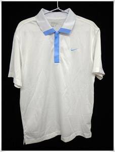 ★ 876 [Бесплатная доставка] Nikegolf Nike Golf Men's Half-Zip Polo Рубашка для рубашки с коротким рукавом M Белый несколько сетчатой ​​ветровой ткани Dri-Fit Slit