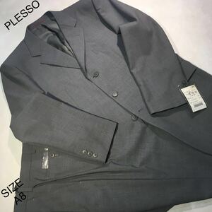 ★紳士・服工房【決算セール】★新品★未使用 /PLESSO/3ッ釦Big&Toll大寸スーツ上下セット/マイクロチェック柄系/サイズA8灰青色系/春夏