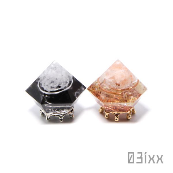 [免费送货和立即购买] Morishio Orgonite 钻石形状 2 件套 Morion Rutile 内饰 03ixx, 配件, 钟, 手工制作的, 其他的