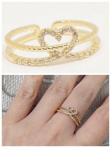 18K RGP Gold diamond CZ Heart ring gu1461e