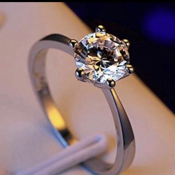 1ctレディース リング 指輪 CZダイヤ 大粒 プラチナ仕上げ 誕生日　プレゼント　記念日　結婚式　