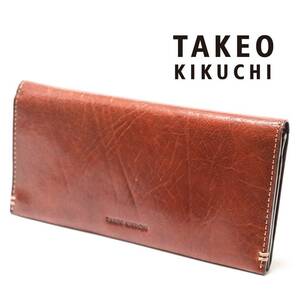 《TAKEO KIKUCHI タケオキクチ》新品 サイドステッチ 上質レザーかぶせ式長財布 ウォレット プレゼントにも A8353