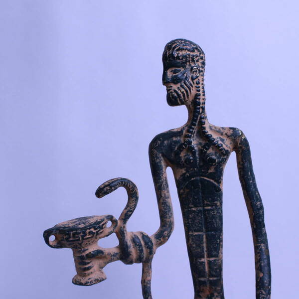 ※次回入荷なし ◆◆シュメール神 彫刻◆ 蛇と聖杯を持つ古代の神 モダニズム モダニスト ブロンズ アート アールデコ 古代メソポタミア
