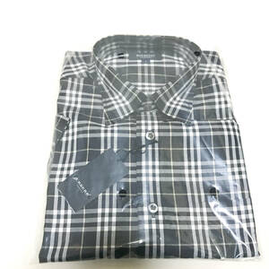  новый товар Burberry рубашка мужской L темно-синий темно-синий рубашка с коротким рукавом проверка 