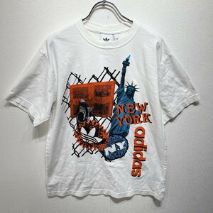 adidas/アディダス 　デザインTシャツ　白/ホワイト 　メンズO　ビッグロゴ　NY　トレフォイル　注目度NO1K2863