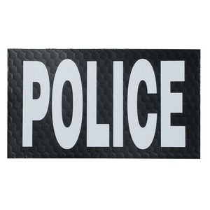 BRITKITUSA ミリタリーパッチ POLICE 警察 ブラック&ホワイト IR反射材 ベルクロ ポリスワッペン LE装備
