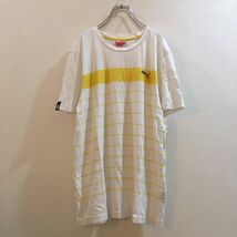PUMA/プーマ 半袖 Tシャツ ボーダー ホワイト 白 黄色 イエロー メンズ M_画像1