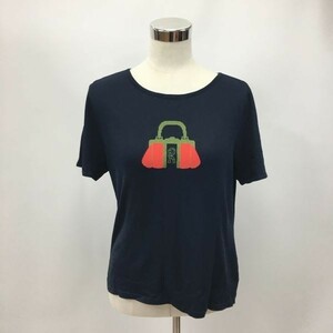 ROBERTA DI CAMERINO/ロベルタディカメリーノ 半袖 レーヨンニットTシャツ 半袖Tシャツ ネイビー サイズ42 レディース