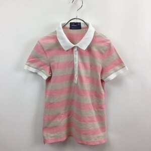 FRED PERRY/ Fred Perry polo-shirt polo-shirt with short sleeves border pink size 40 lady's 