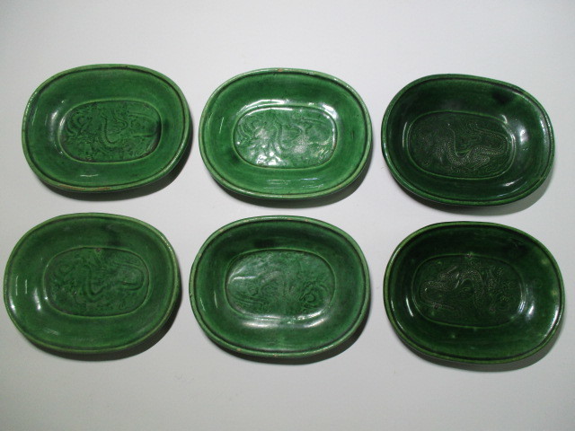 税込) 未使用 信楽焼 緑釉楽 皿 菓子皿 灰釉 茶器 陶器 茶道具 陶芸
