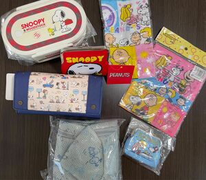 スヌーピー【訳あり：弁当箱 長財布】がま口財布 洗濯ネット ミニ巾着 ミニタオル