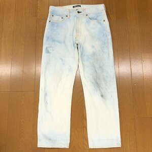 ●JAPAN BLUE JEANS CIRCLE ジャパンブルージーンズ 赤耳 ブリーチ デニム パンツ 28 ホワイト×ライトブルー セルビッジ アメカジ 日本製