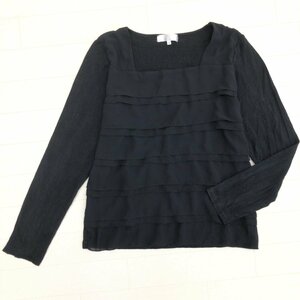 自由区 ジユウク フリル切り替え カットソー 40(L) 黒 ブラック 長袖 Tシャツ ロンT 国内正規品 レディース 女性用 婦人