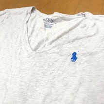 POLO RALPH LAUREN ポロ ラルフローレン ポニー刺繍 Ｖネック カットソー S ライトグレー 半袖 Tシャツ レディース 女性用_画像5