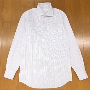 UNITED ARROWS GLR ユナイテッドアローズ ホリゾンタルカラー スリムフィット シャツ 38(M) ストライプ 長袖 国内正規品 メンズ 紳士の画像1