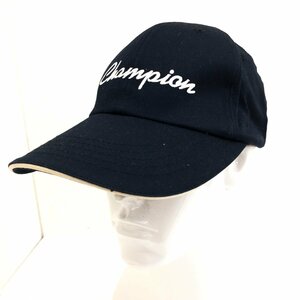 美品 Champion チャンピオン ロゴ刺繍 キャップ 57～59cm 濃紺 ネイビー スナップバッグ 野球帽 帽子 国内正規品 メンズ 紳士