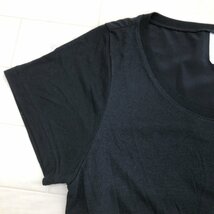 美品 Ray BEAMS ビームス シアー切り替え チュニック カットソー M相当 黒 ブラック 半袖 Tシャツ 日本製 国内正規品 レディース 女性用_画像5