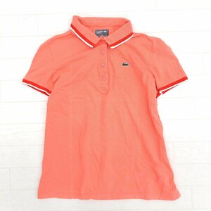 LACOSTE SPORT ラコステ ロゴワッペン ストレッチ ポロシャツ 38(M) オレンジ系 半袖 カットソー Tシャツ 国内正規品 レディース 女性用