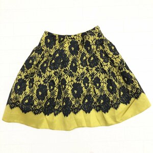 USA made Millymi relay Sprint silk .chu-ru skirt 2(S) w64 yellow × black America made domestic regular goods lady's for women 