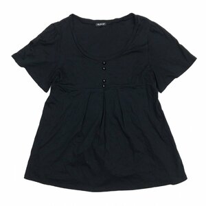 INDIVI インディヴィ オープンネック カットソー 15(2XL) 黒 ブラック 日本製 半袖 Tシャツ 3L ゆったり 大きいサイズ 国内正規品 女性用