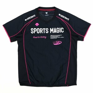 DESCENTE デサント SPORTS MAGIC スポーツマジック ロゴプリント 吸水速乾 ドライ プルオーバー シャツ S 黒 ブラック 半袖 Tシャツ