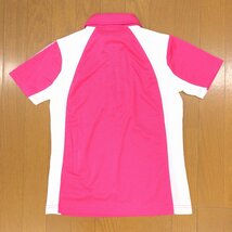 adidas GOLF アディダスゴルフ ロゴプリント 吸水速乾 ドライ ゴルフシャツ M ピンク 半袖 ポロシャツ カットソー Tシャツ レディース_画像2