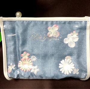  new goods tea cot * small articles . cosme . flower motif pouch silver blue ballet the balle