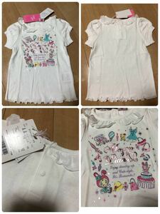 新品メゾピアノ ベリーちゃんミミポポちゃんのドレッサーフリル半袖Ｔシャツ110白7245円パフ袖ガーリー