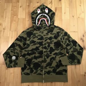 1st camo green シャーク パーカー Mサイズ shark full zip hoodie a bathing ape BAPE エイプ ベイプ アベイシングエイプ 迷彩 z001