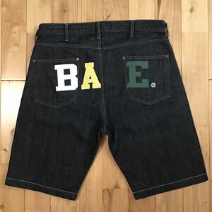 ★大阪限定★ Osaka color BAPE LOGO デニム ハーフパンツ Lサイズ a bathing ape denim shorts pants エイプ ベイプ ショーツ w7