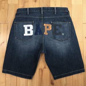 * Maebashi ограничение * Maebashi color BAPE LOGO Denim шорты L размер a bathing ape denim shorts pants Ape Bape шорты w6