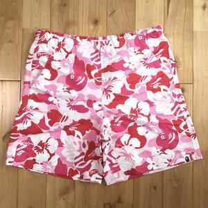 ★美品★ Aloha camo pink ハーフパンツ Mサイズ beach shorts a bathing ape BAPE エイプ ベイプ アベイシングエイプ ショーツ 水着 w75
