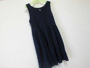 assk725☆　■■UNIQLO/ユニクロ■■　キッズ/子供服　女の子　ノースリーブワンピース　無地　ネイビー　サイズ130　綿混素材