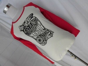 ei-1501 # white . red sleeve. T-shirt # lady's T-shirt long sleeve white red size M rank white . red sleeve. T-shirt with translation 