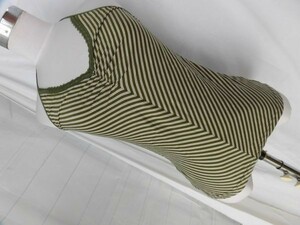 ei-1503 ■　MICHEL KLEN　■　レディース　キャミソール　袖なし　緑　サイズＭ　ボーダーホールターネックキャミソール