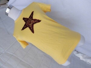 ei-1763 #.... T-shirt # lady's T-shirt short sleeves yellow size M yellow color . star. T-shirt 