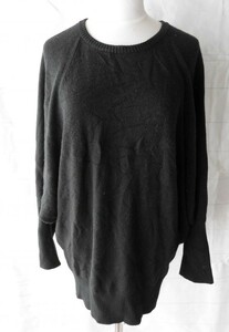 ei-1108　■　Jewel amonier　■　レディース　ニットセーター　　サイズL　長袖　黒　ダボっと着れるセーター