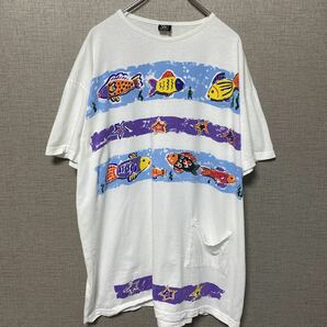 90s USA製 ビンテージ ヴィンテージ Tシャツ tee アメリカ製 古着 オールド 魚 フィッシュ アニマル ワンピース ビッグサイズ アート レアの画像1