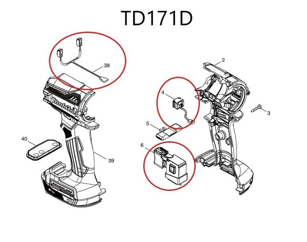 マキタインパクトドライバー TD171D TD161D スイッチコンプリート　 LED&手元スイッチユニット　新品3点セット