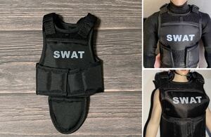 SWAT（スワット）特殊部隊ベスト（チョッキ）1/6スケール　防弾チョッキ　防弾ベスト　POLICE シークレットサービス 黒　新品
