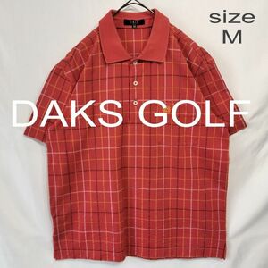 【日本製！】DAKS GOLF ダックスゴルフ チェック ポロシャツ ロゴ刺繍