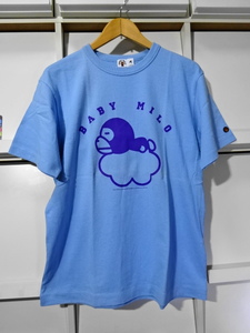 2007【M】BAPE 雲の上 お昼寝マイロ Tシャツ A BATHING APE（ア ベイシング エイプ） NIGO 新品 BABY MILO アーカイブ ワッペン 青