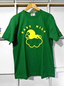 2007【M】 BAPE 雲の上 お昼寝マイロ Tシャツ A BATHING APE（ア ベイシング エイプ） NIGO 新品 BABY MILO アーカイブ ワッペン 緑